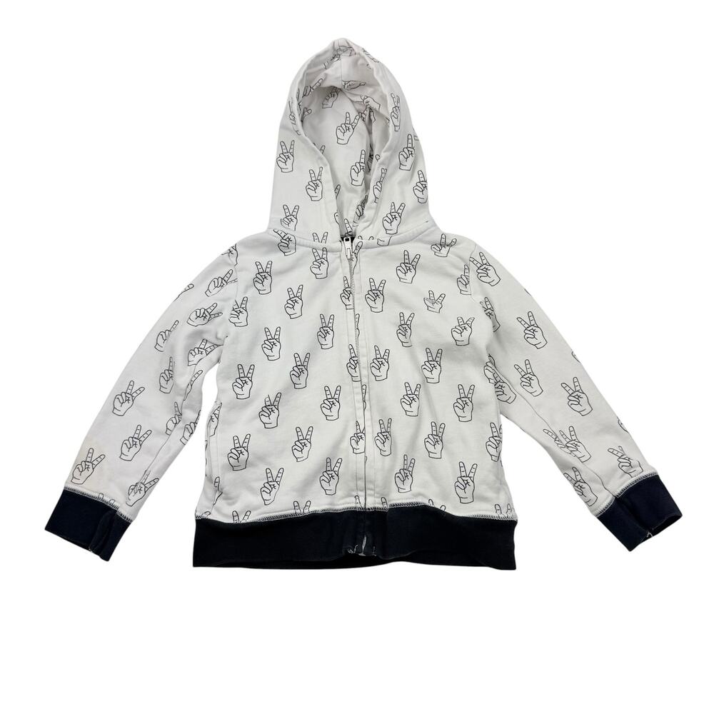 Monica + Andy Organic Peace Sign Zip Hoodie Sweatshirt, 2T